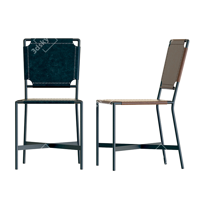 Sleek Leather Dining Chair: Crate & Barrel Laredo 3D model image 5
