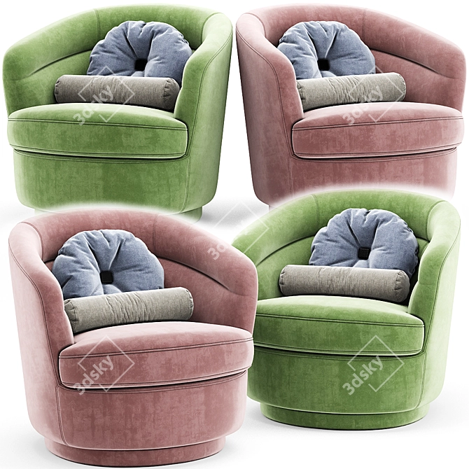 Stylish Swivel Armchair by West Elm 3D model image 1