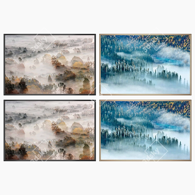 Modern Wall Paintings Set 3D model image 2