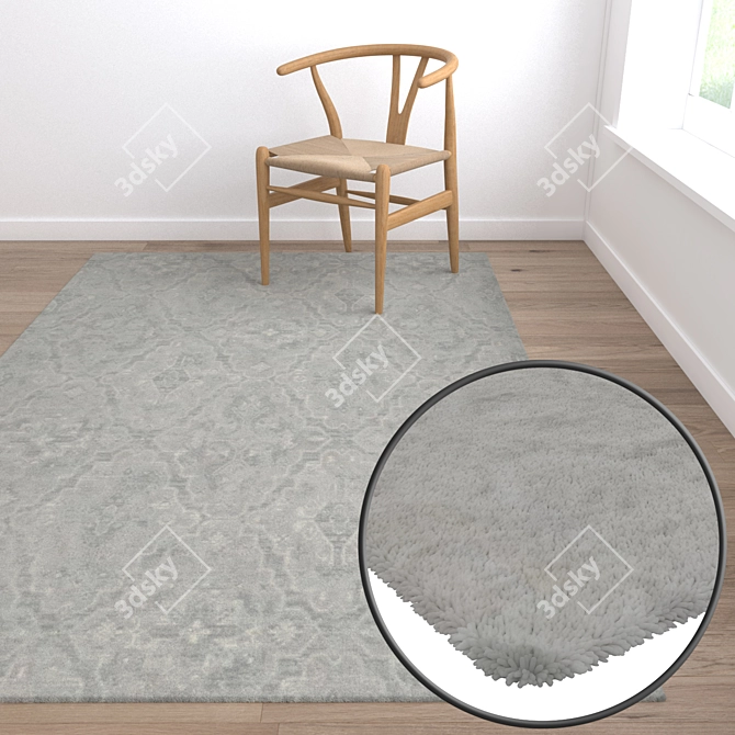 Versatile Set of 3 High-Quality Carpets 3D model image 5