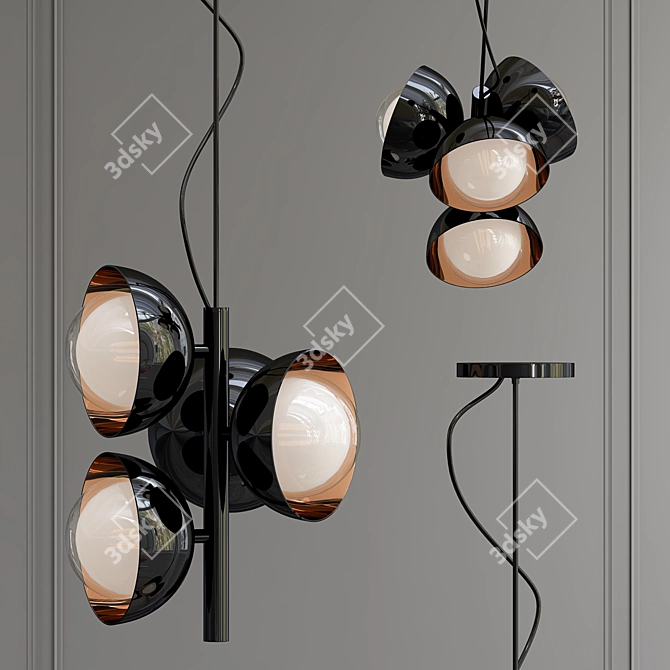 Sleek Metal Pendant Lamp 3D model image 1