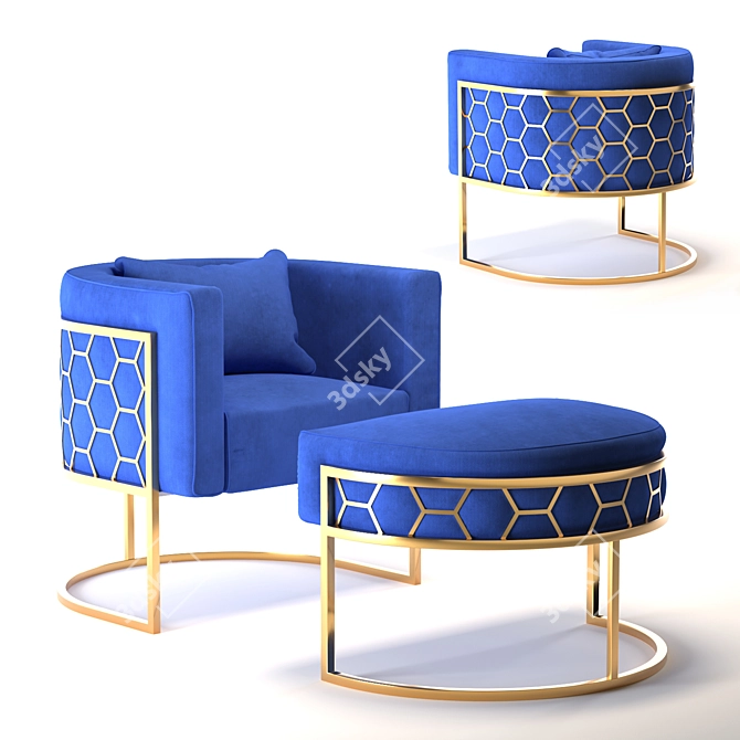 Brass Alveare Tub Chair: Sleek Design 3D model image 1