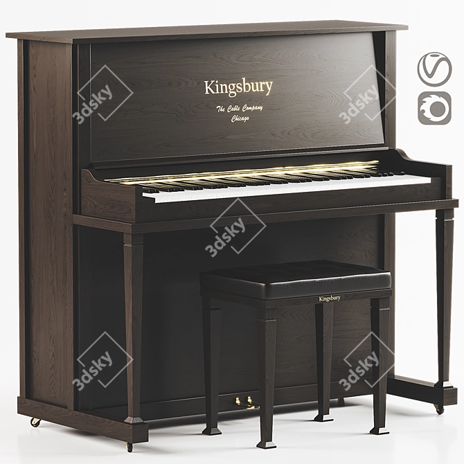 Classic Kingsbury Piano Set 3D model image 1