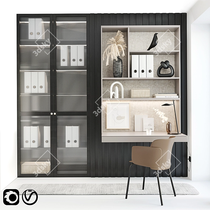 Modern Home Office Set 3D model image 1