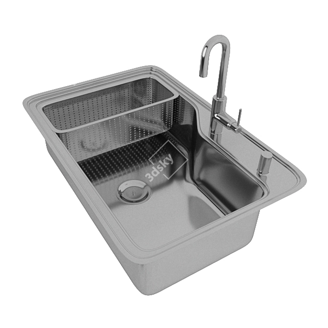 Sleek Kitchen Sink 3D Model 3D model image 5