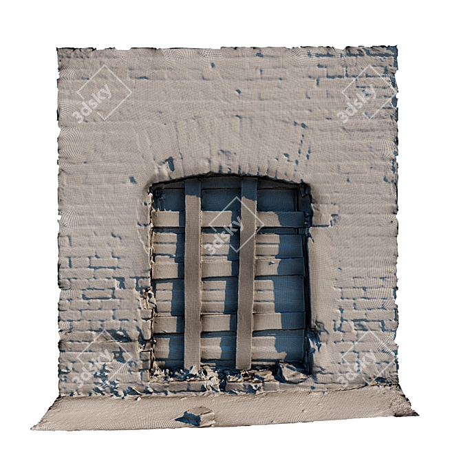 Scanned Building Facade Window - 2 Variations 3D model image 10