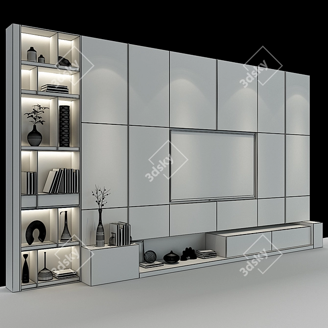 Sleek TV Shelf for Organized Entertainment 3D model image 3