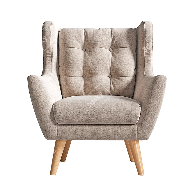 Henri Kaza Armchair: Compact and Stylish 3D model image 4