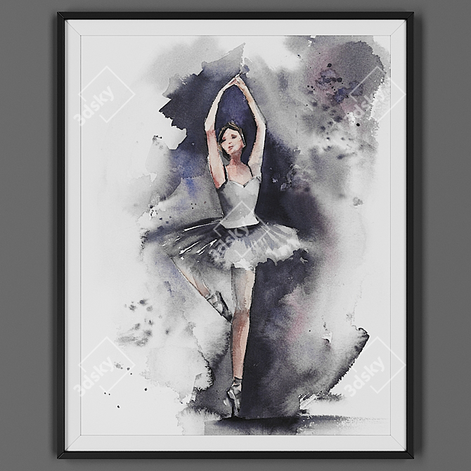 Sleek Black Frame Art 3D model image 1