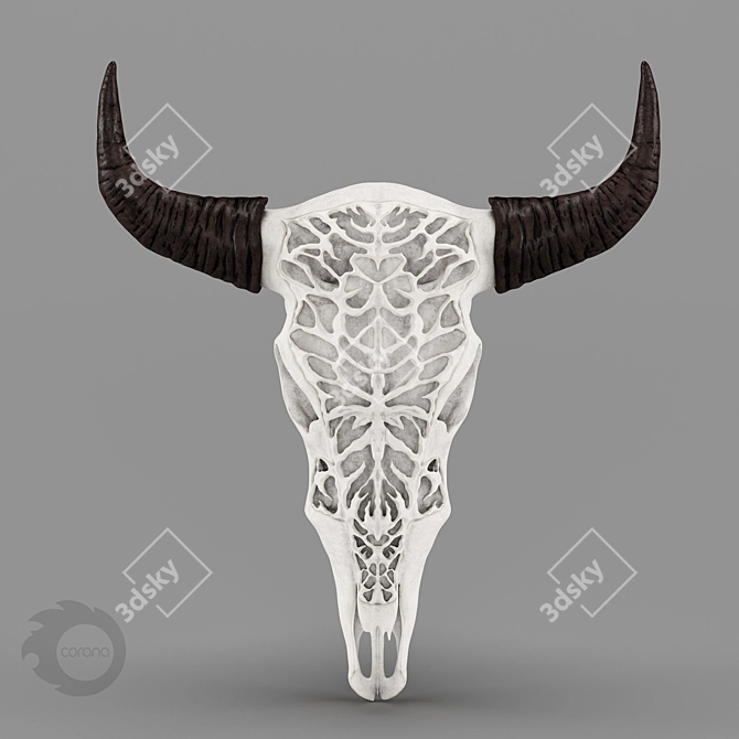 Gothic Bull Skull Wall Decor 3D model image 1