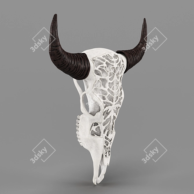 Gothic Bull Skull Wall Decor 3D model image 2