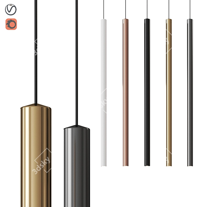  Sleek Tubu Long Pendant Lamp 3D model image 1