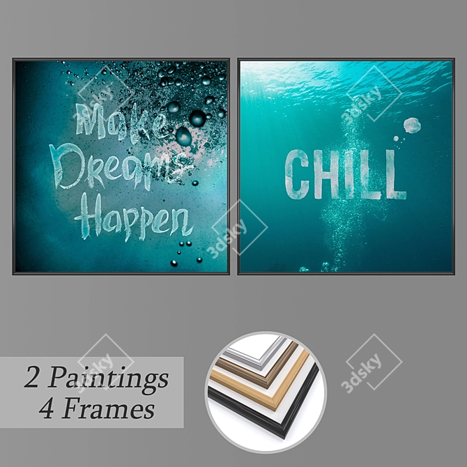  2-Piece Wall Painting Set with Multiple Frame Options 3D model image 1