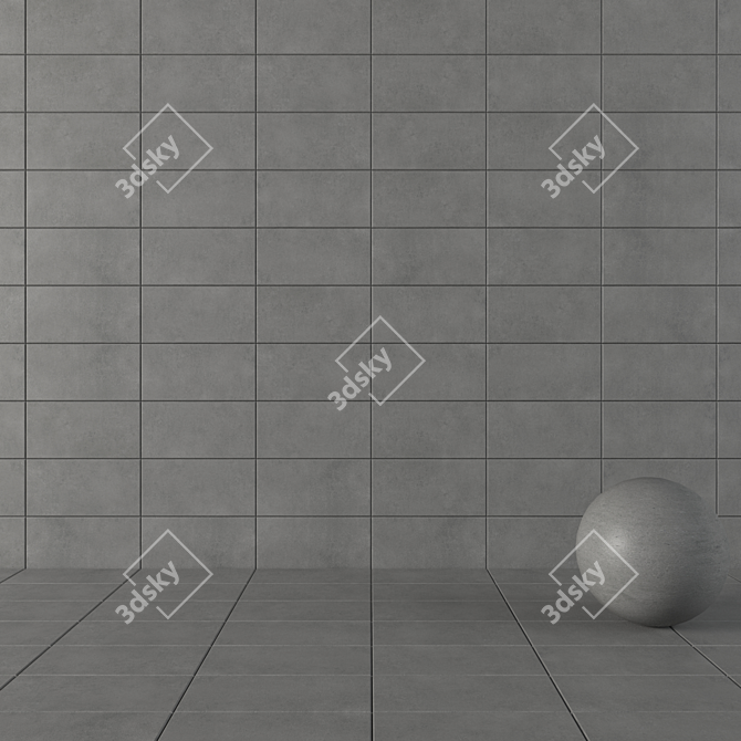 Core Anthracite Concrete Wall Tiles 3D model image 1