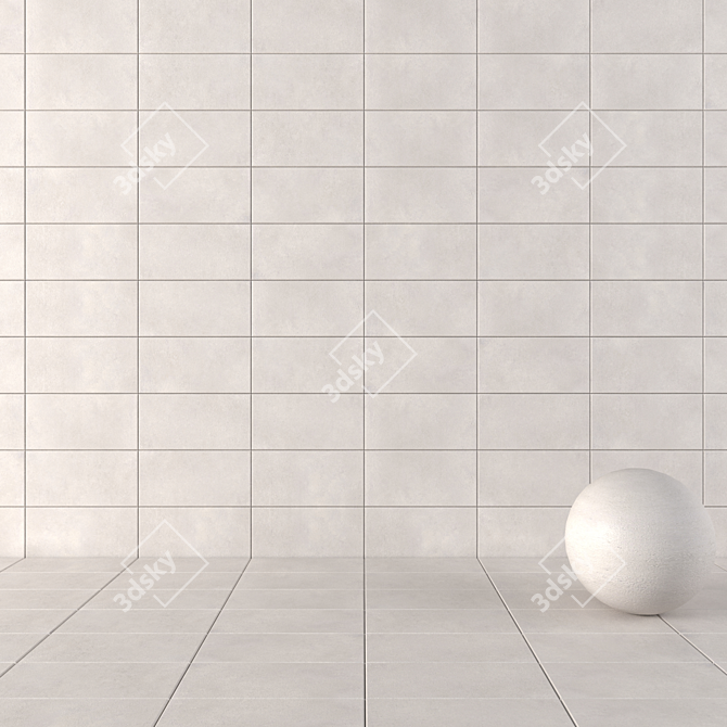 Core Gray Concrete Wall Tiles 3D model image 1