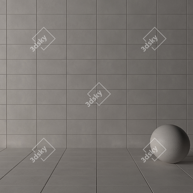 Core Gray Concrete Wall Tiles 3D model image 2