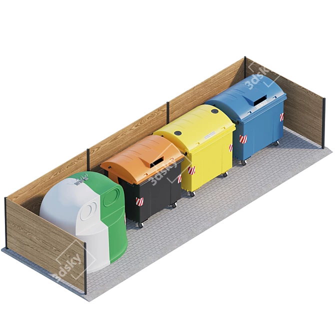 Versatile Garbage Containers Set 3D model image 1