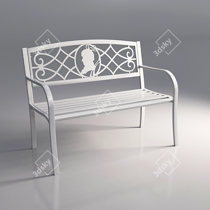Elegant Carved Park Bench 3D model image 3