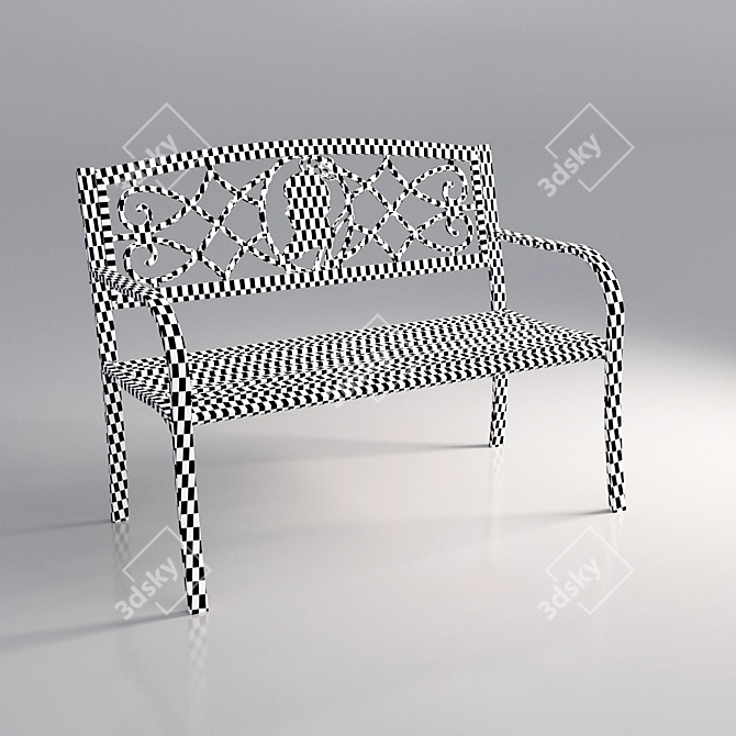 Elegant Carved Park Bench 3D model image 4