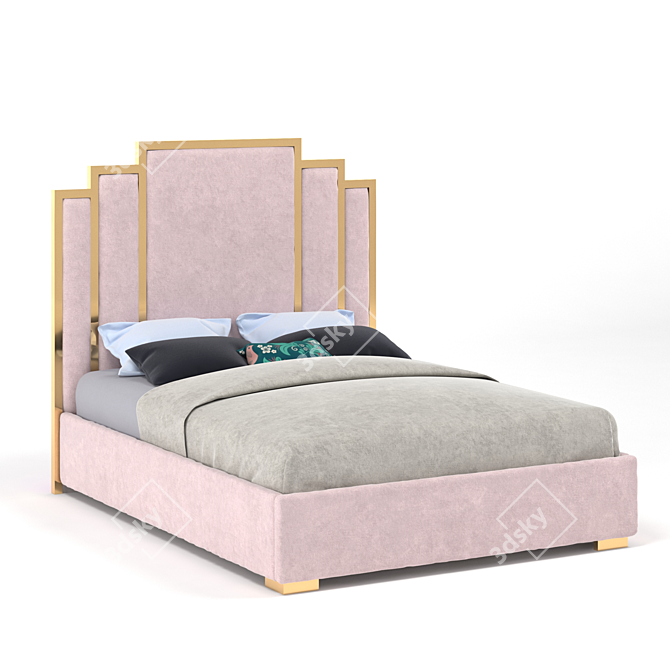 Regal Velvet Queen Bed 3D model image 4