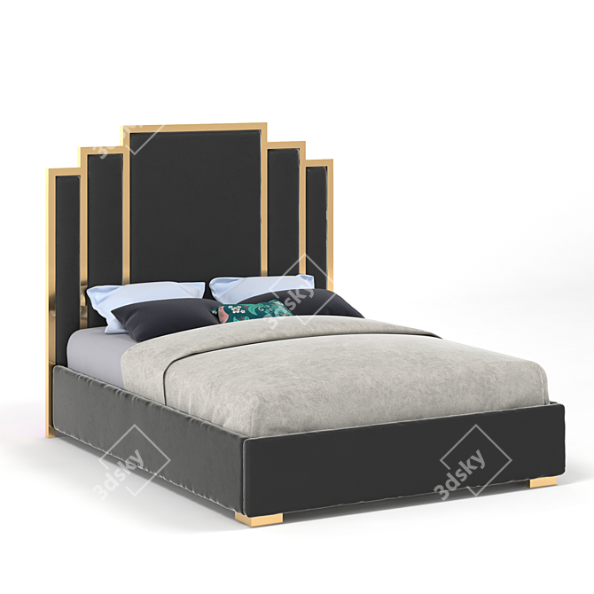 Regal Velvet Queen Bed 3D model image 5