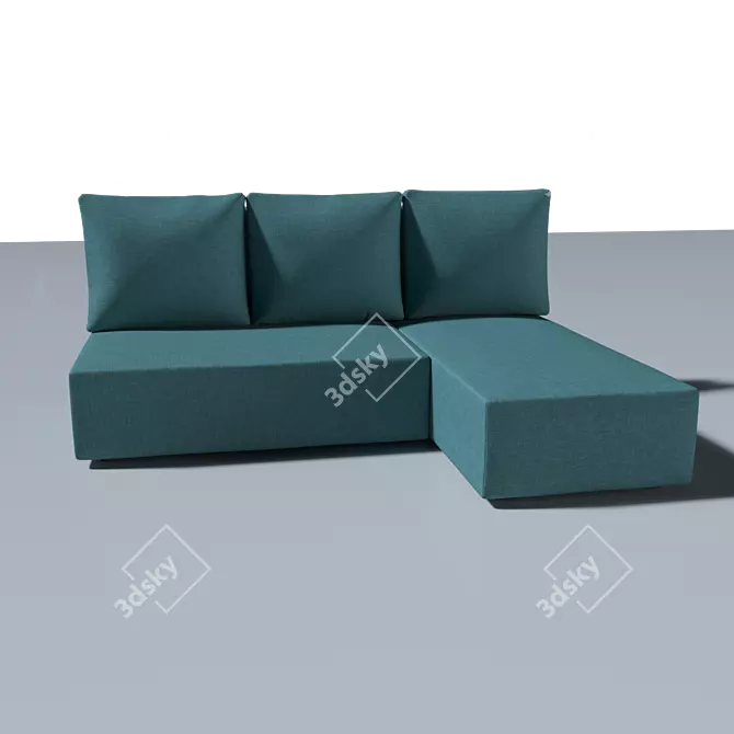 Modern Turquoise Angular Sofa 3D model image 2