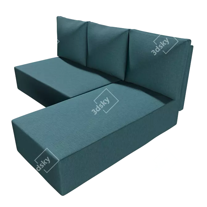 Modern Turquoise Angular Sofa 3D model image 4