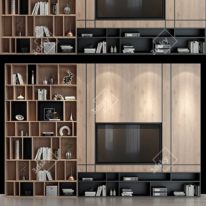 Stylish TV Shelf 0162 3D model image 1