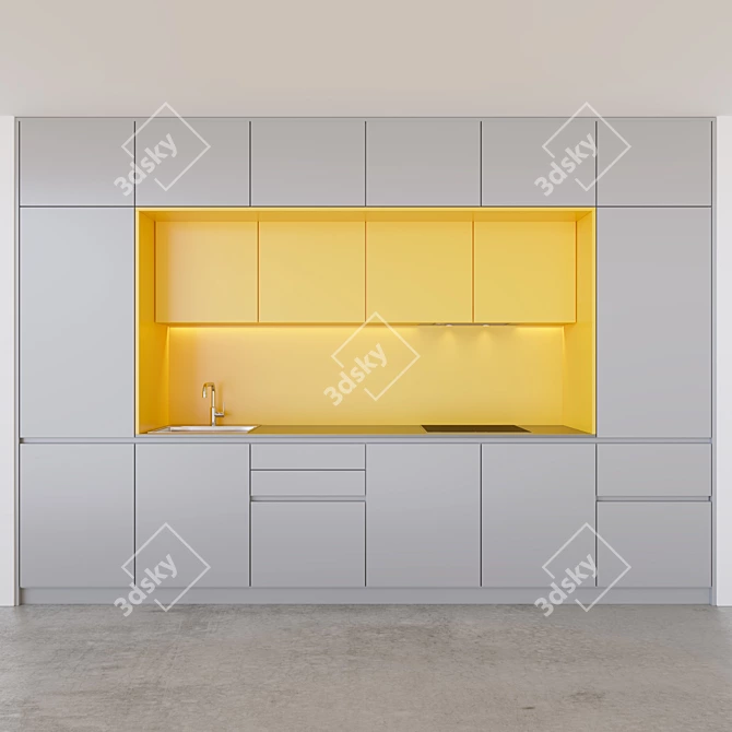 Modern Yellow Kitchen Set 3D model image 1