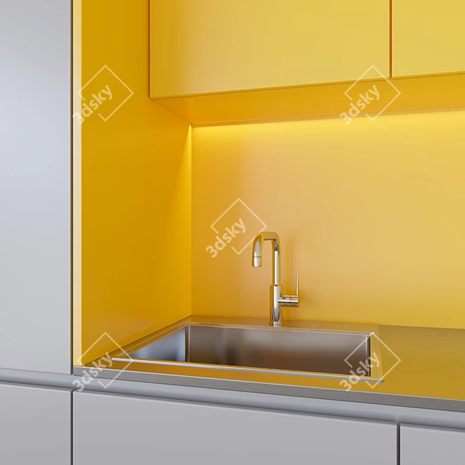 Modern Yellow Kitchen Set 3D model image 2