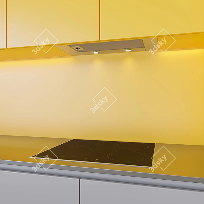 Modern Yellow Kitchen Set 3D model image 3