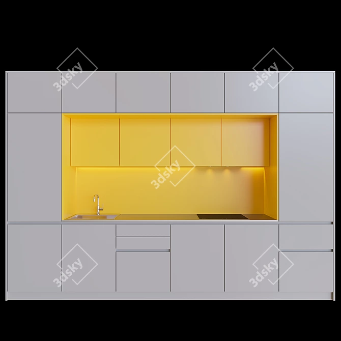 Modern Yellow Kitchen Set 3D model image 5