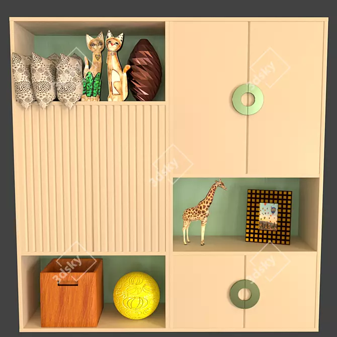 Neutral Kids Locker Furniture 3D model image 1