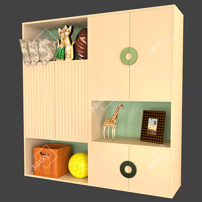 Neutral Kids Locker Furniture 3D model image 2