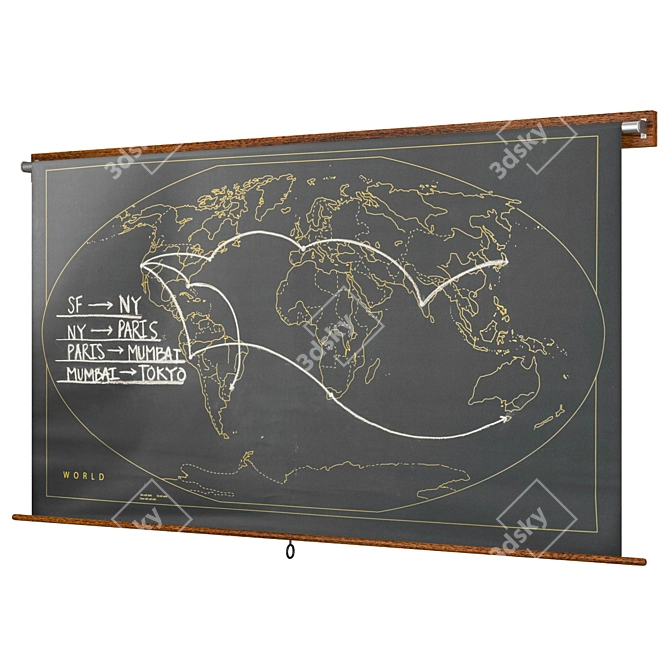 Title: Vintage-Inspired Military Chalkboard Map 3D model image 2