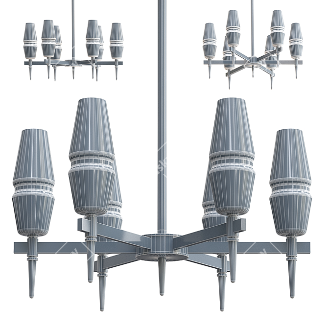 Polani Chandelier: Elegant Modern Amber Glass Chandelier 3D model image 2