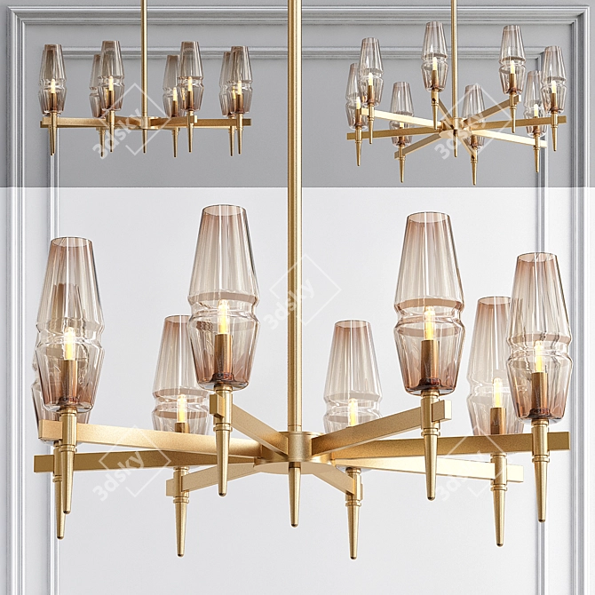 Modern Golden Amber Chandelier 3D model image 1