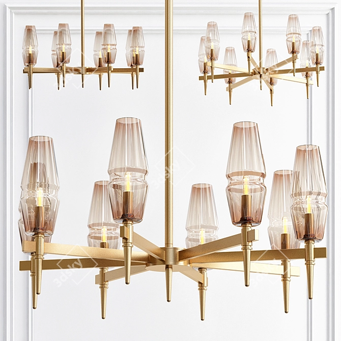 Modern Golden Amber Chandelier 3D model image 3