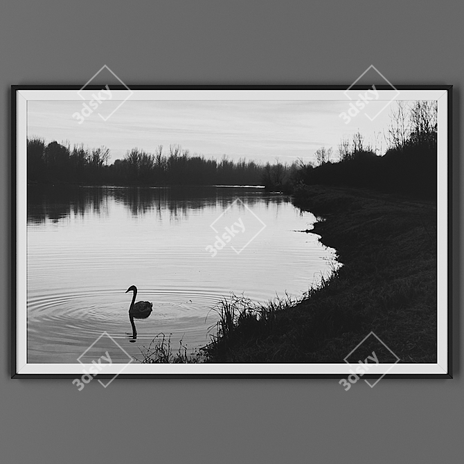 Sleek Black Framed Picture 3D model image 1