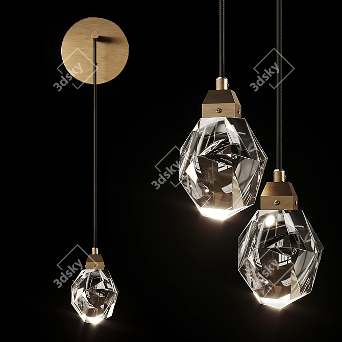 Crystal Pendant Wall Lamp 3D model image 1