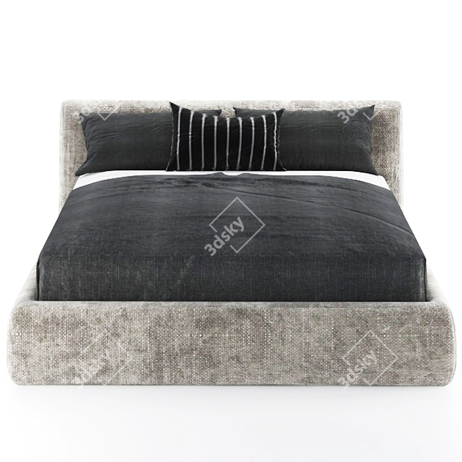 Sleek Modern Warp Bed 3D model image 2