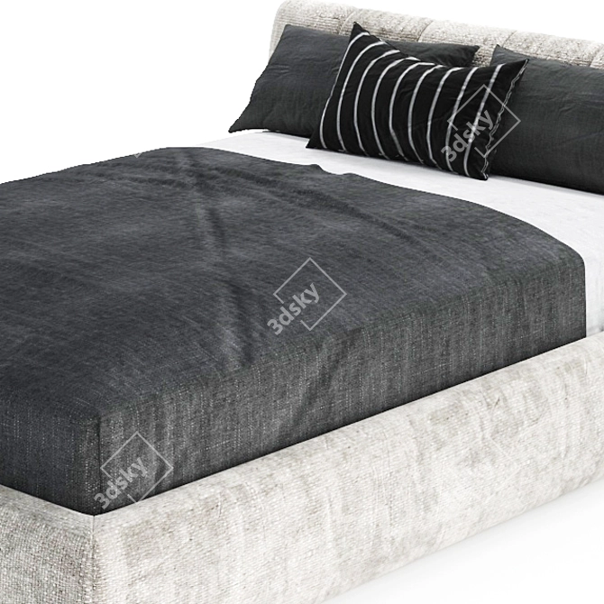 Sleek Modern Warp Bed 3D model image 3