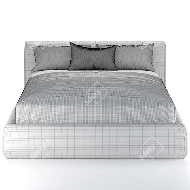 Sleek Modern Warp Bed 3D model image 4