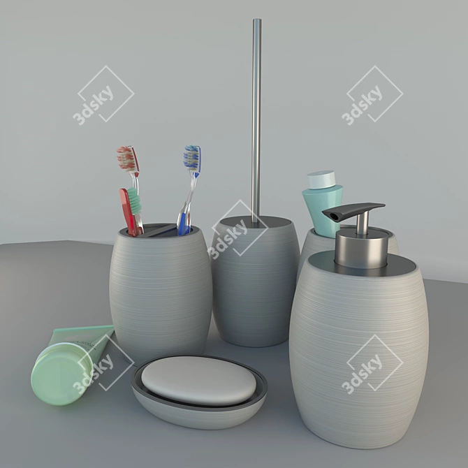 Sleek Bath Set: Brush Essentials 3D model image 2