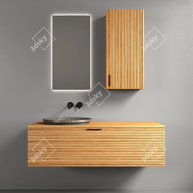 Sleek Modern Bathroom Cabinet 3D model image 1