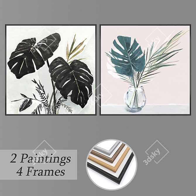 Elegant Wall Art Set with Multiple Frames 3D model image 1