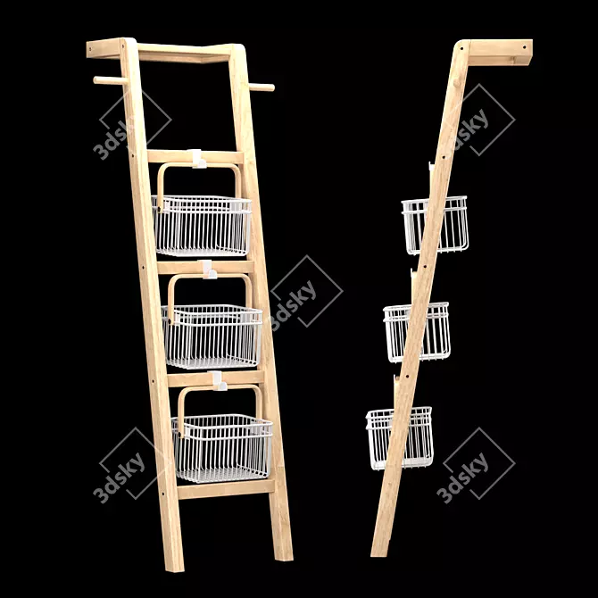 Lesli Shelf with White Baskets 3D model image 1