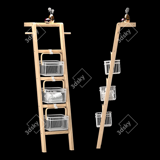 Lesli Shelf with White Baskets 3D model image 4