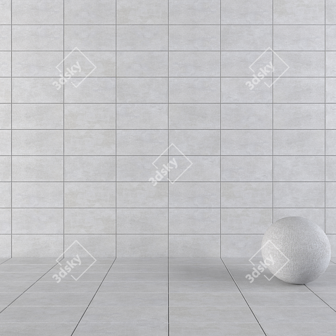 Savoy Grey Concrete Wall Tiles: Multi-Texture, 30x60 cm 3D model image 1