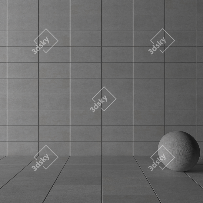 Savoy Grey Concrete Wall Tiles: Multi-Texture, 30x60 cm 3D model image 3